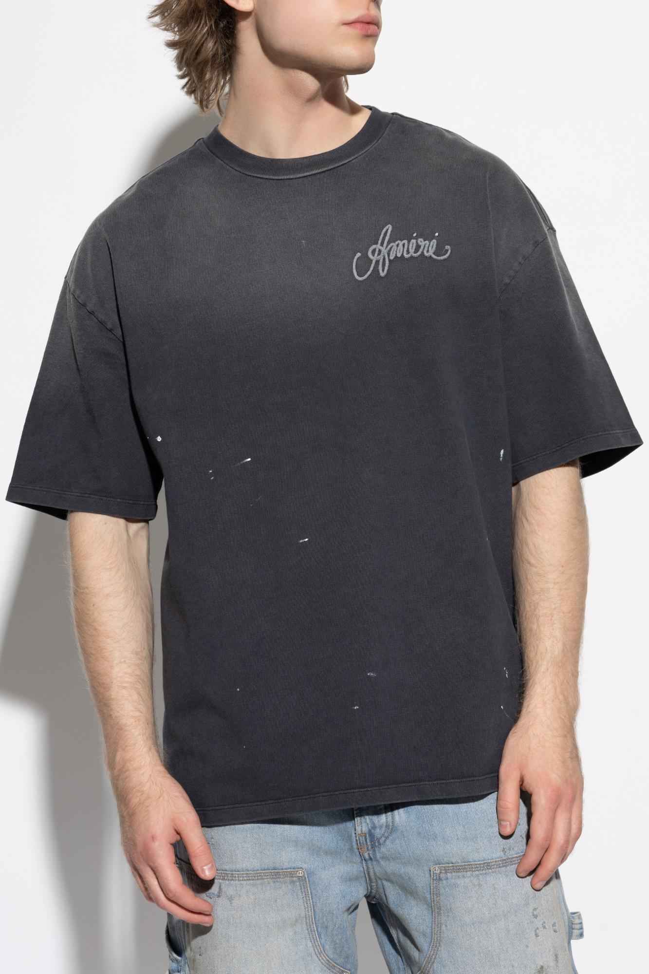 Grey T-shirt with logo Amiri - Vitkac AS